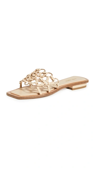 Cult Gaia Bea Embellished Woven Leather Sandals In Beige