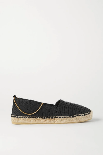 Stella Mccartney Hestia Embellished Woven Raffia Espadrilles In Black