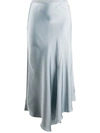 Anine Bing Bailey Asymmetric Silk-satin Midi Skirt In Barely Blue