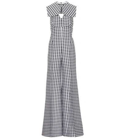 Emilia Wickstead Anthea Cutout Gingham Cloqué Wide-leg Jumpsuit In Black