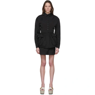 Jacquemus Cueillette Layered Taffeta Mini Dress In Black