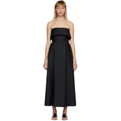 The Row Dario Strapless Mohair And Wool-blend Maxi Dress In Black