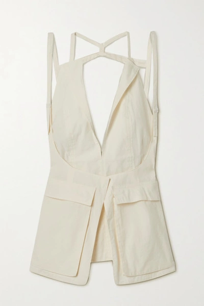 Jacquemus Ascea Layered Open-back Poplin Top In White
