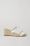 Alexandre Birman Clarita Bow-embellished Leather Espadrille Wedge Sandals In White/natural