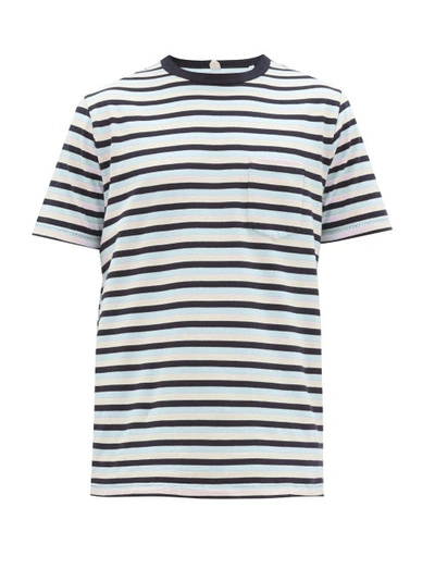 Albam Striped Cotton-jersey T-shirt In Navy