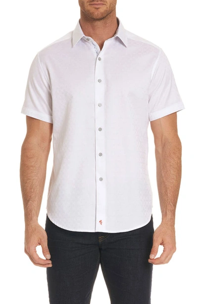 Robert Graham King Skull Graphic Short Sleeve Button-up Shirt In White