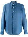 Sandro Slim-fit Seamless Linen Casual Shirt In Blue