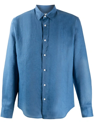 Sandro Slim-fit Seamless Linen Casual Shirt In Blue