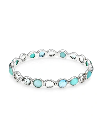 Ippolita Rock Candy Sterling Silver & Multi-stone All-around Bangle Bracelet In Blue Pattern