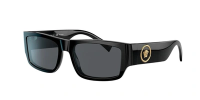 Versace Men's Rectangle Sunglasses, 56mm In Dark Grey