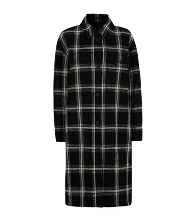 Allsaints Nia Checked Wool-blend Coat In Black/gray