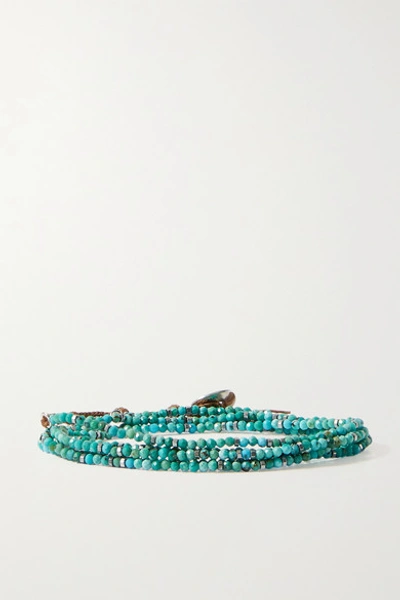 Chan Luu Mixed Turquoise Beaded Wrap Bracelet In Blue