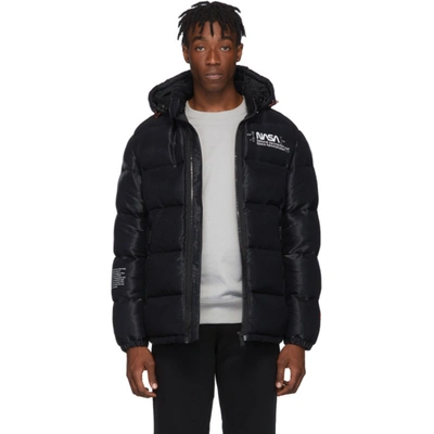 Heron Preston Nasa Zipped Down Jacket In Black