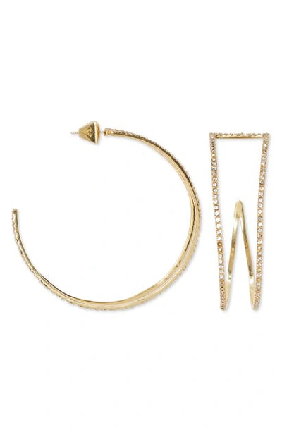 Vince Camuto Tapered Pave Hoop Earrings In Gold/crystal