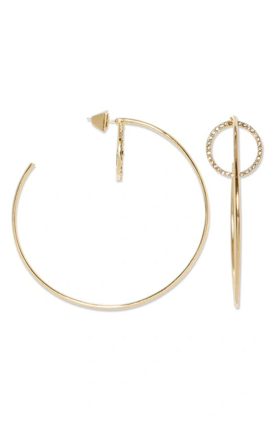 Vince Camuto Double Pave Hoop Earrings In Gold/crystal