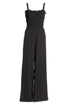 English Factory Sleeveless Smocked Jumpsuit In Black