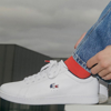 Lacoste Lerond Sneakers In White Canvas-navy