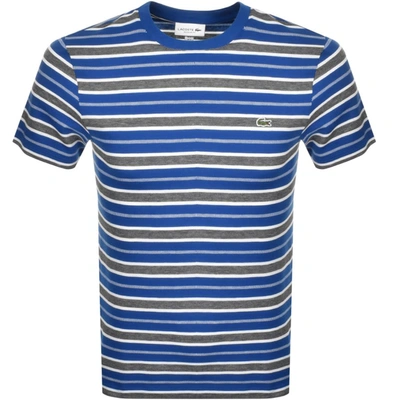 Lacoste Crew Neck Stripe T Shirt Blue