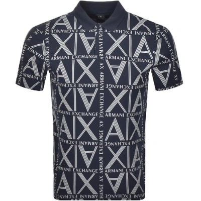 Armani Exchange Short Sleeve Polo T Shirt Navy