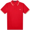 Fred Perry Twin Tipped Slim Fit Polo In Red