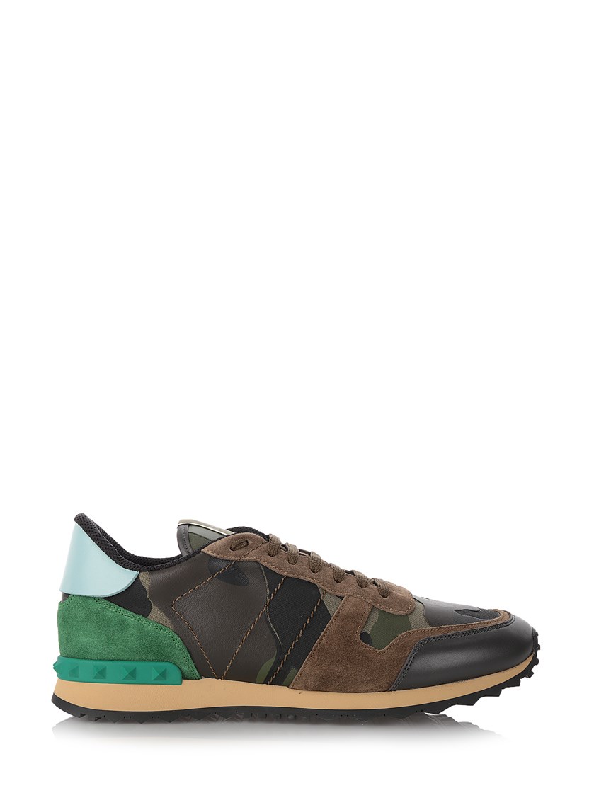Valentino Rockrunner Canvas & Leather Sneakers In Green | ModeSens