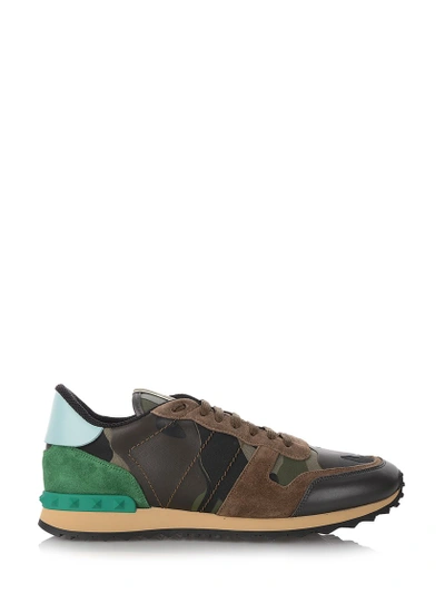Valentino Garavani Rockrunner Canvas & Leather Sneakers In Green