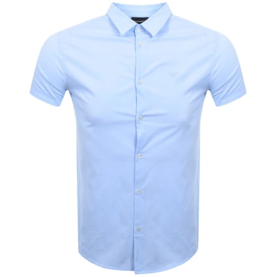 Armani Collezioni Emporio Armani Short Sleeved Slim Fit Shirt Blue