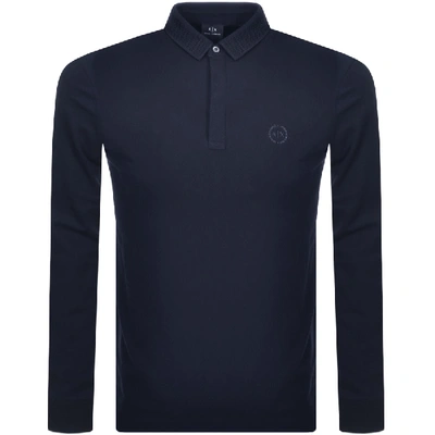 Armani Exchange Long Sleeved Polo T Shirt Navy