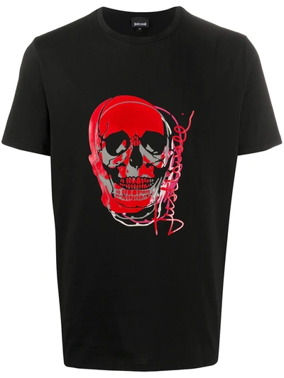 Just Cavalli Skull Logo T-shirt In Black