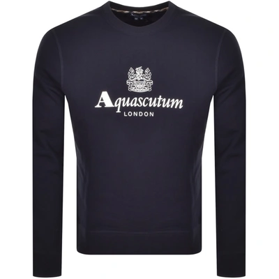 Aquascutum Waterfield Crew Neck Sweatshirt Navy