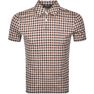 Aquascutum Andy Short Sleeve Polo T Shirt Brown