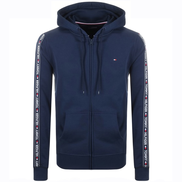 tommy hilfiger lounge tapered joggers with flag logo in navy