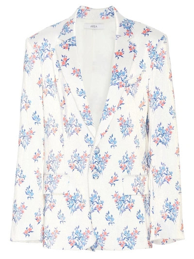 Area Iridescent Floral-print Twill Blazer In White