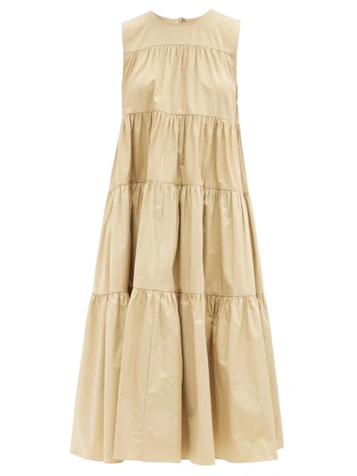 Co Taupe Tiered Midi Dress In Neutrals