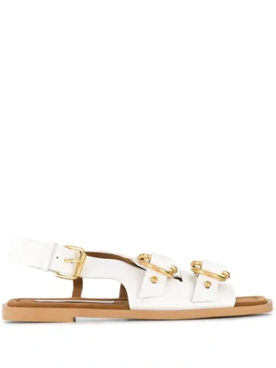 Stella Mccartney Faux-leather Slingback Sandals In Neutrals