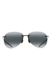 Maui Jim Sugar Beach 62mm Polarized Round Sunglasses In Gloss Black/ Neutral Grey