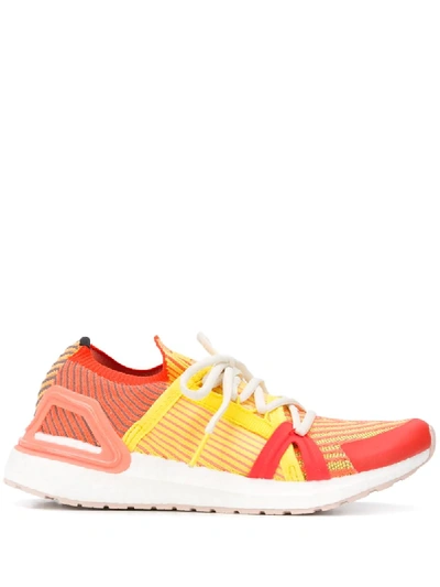 Adidas By Stella Mccartney Knitted Lace-up Sneakers In Orange