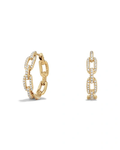David Yurman Stax Medium Chain-link Hoop Earrings With Diamonds In 18k Yellow Gold