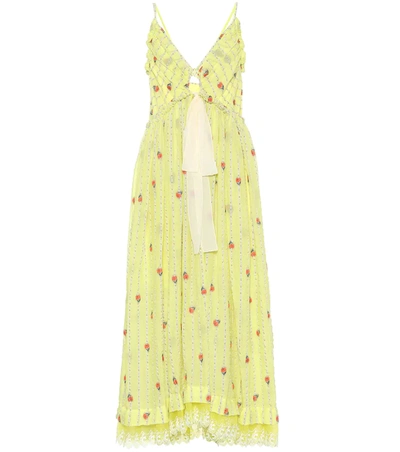 Chloé Embroidered Silk Blend Midi Dress In Yellow