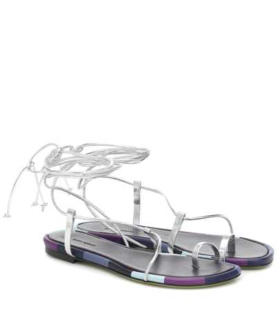 Isabel Marant Jeiro Metallic Leather Sandals In Silver