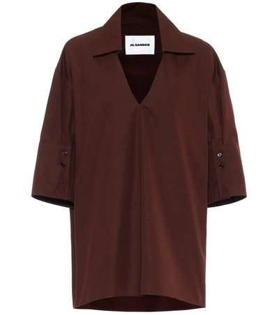 Jil Sander Cotton Poplin Shirt In Brown