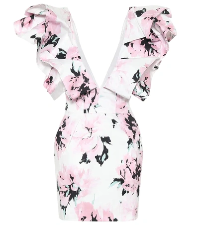 Alexandre Vauthier Cotton Floral-printed Mini Dress In Pink
