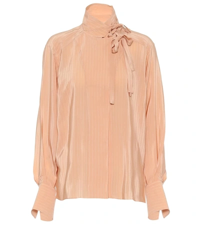 Chloé Tie-neck Silk Blouse In Pink