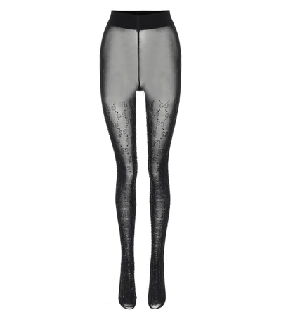 Gucci Embellished Gg Tights In Black
