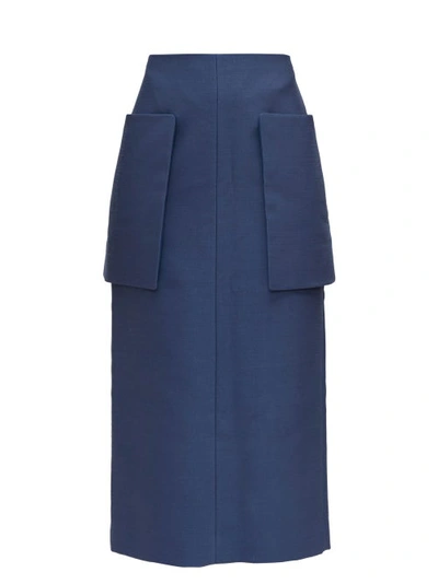 The Row Jenna Front-pocket Technical Midi Skirt In Blue