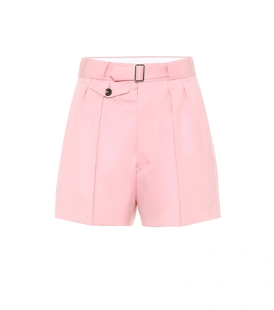Maison Margiela Belted Pleated Wool Shorts In Baby Pink
