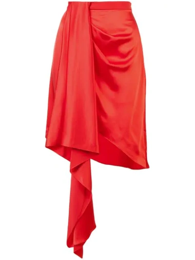 Fleur Du Mal Asymmetrical Silk Mini Skirt In Red