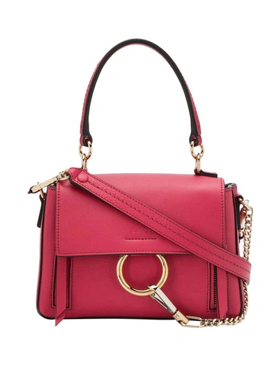 Chloé Faye Day Hand Bag In Rose-pink Suede And Leather