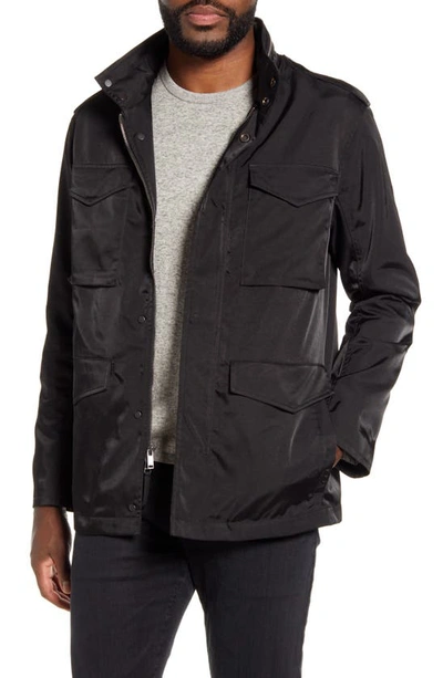 John Varvatos Connor Hooded Water Repellent Field Jacket In Black