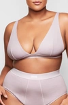 Skims Cotton Plunge Bralette In Iris Mica